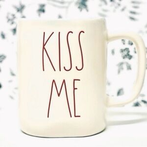 Rae Dunn Kiss Me White with Red Interior Ceramic Mug